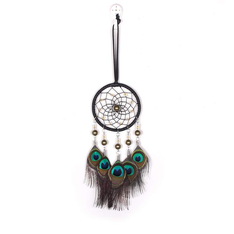 Malicosmile Car Dream Catcher, Handmade Dream Catchers Peacock Feather Dreamcatcher for Wall Hanging Home Decorations Car Charms - Image 1