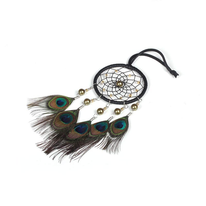 Malicosmile Car Dream Catcher, Handmade Dream Catchers Peacock Feather Dreamcatcher for Wall Hanging Home Decorations Car Charms - Image 2