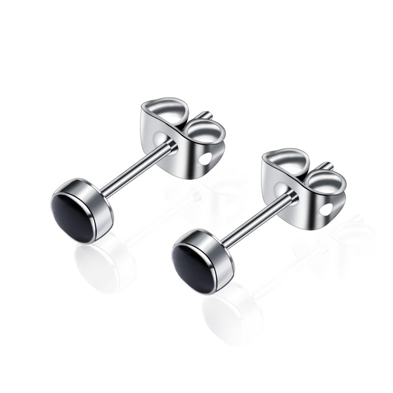BLISI Women Earrings, Titanium Stud Earrings for Women Earrings 4mm Black Onyx Earrings Natural Stone Gemstones Hypoallergenic Earring No Nickel Earrings for Women Sensitive Ears Spring Easter Jewelry - Image 1