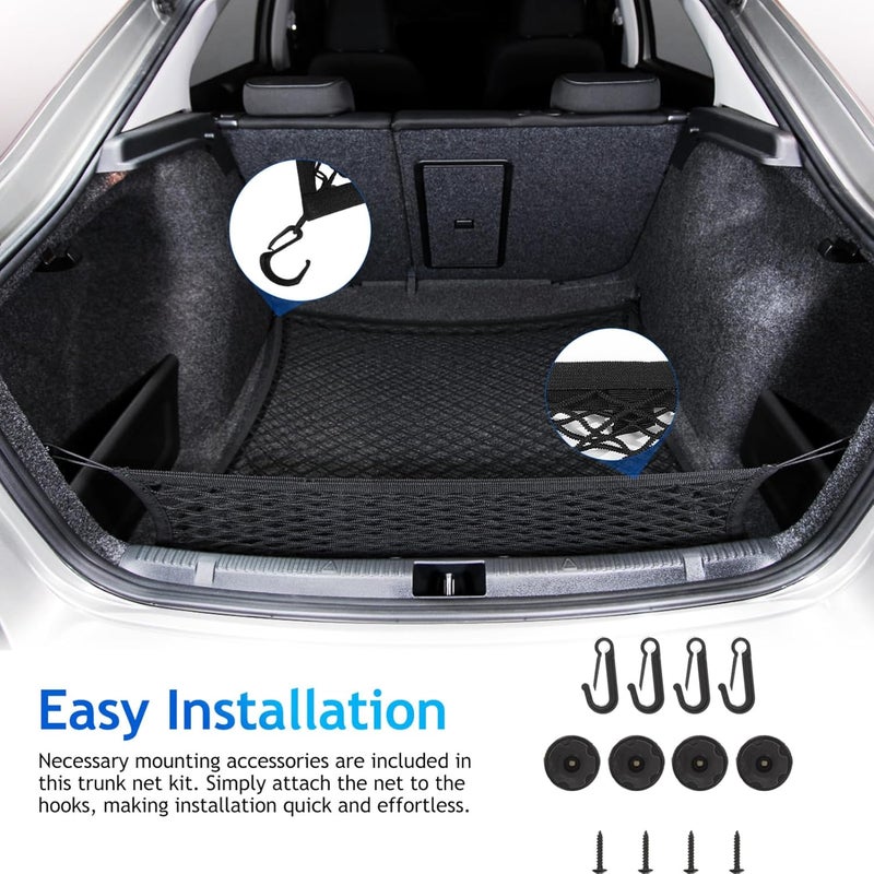 BESTOYARD Adjustable Trunk Mesh Cargo Net Heavy Duty Storage Organizer for SUV and Truck Hooks Universal Car Trunk Storage Solution for Luggage and Cargo - Image 3