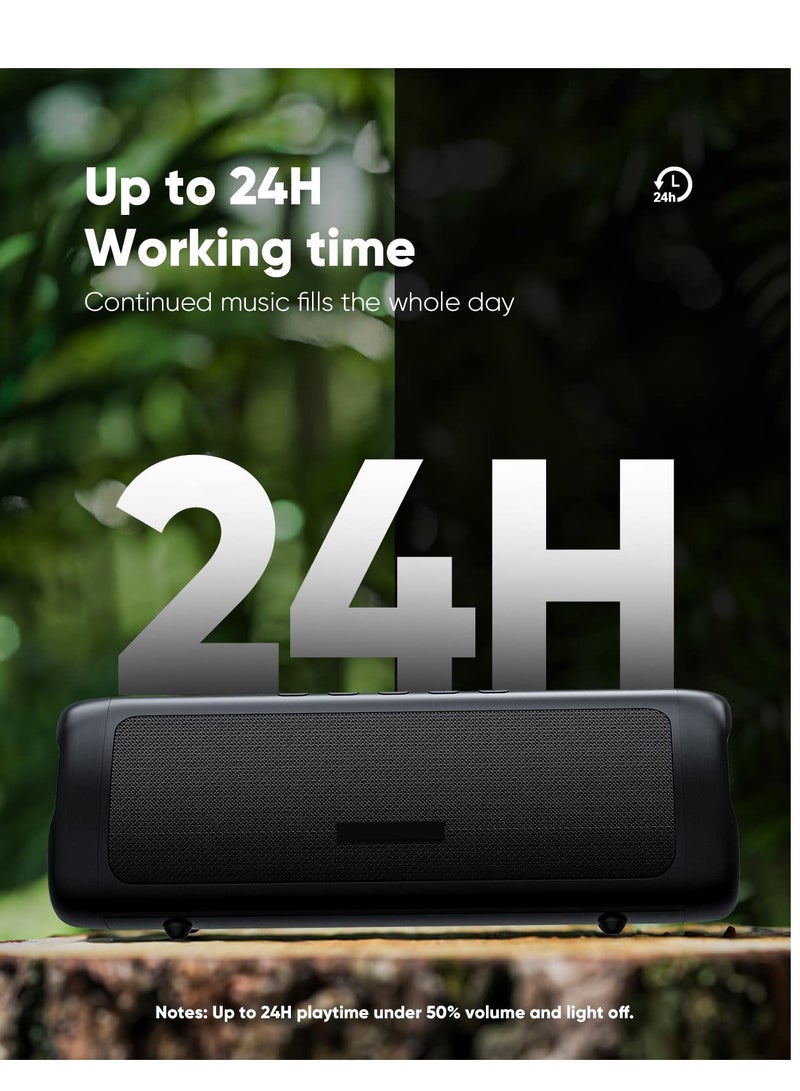 Excefore Bluetooth Speaker with HD Sound, Portable Wireless, IPX5 Waterproof, Up to 24H Playtime, TWS Pairing, BT5.3, for Home Party Outdoor Beach, Electronic Gadgets, Birthday Gift, Black - Image 3