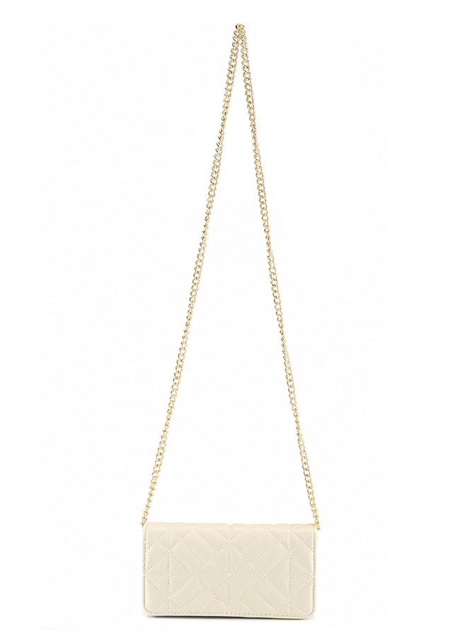 FALETO Small Quilted Crossbody Bags for Women Creamy White Shoulder Bag Clutch Purses Designer Handbags Satchel Evening Party Bag with Gold Chain Faux Leather Trendy Mini Club Purse Wallet - Image 4