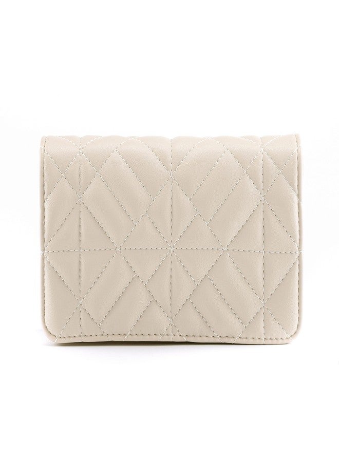 FALETO Small Quilted Crossbody Bags for Women Creamy White Shoulder Bag Clutch Purses Designer Handbags Satchel Evening Party Bag with Gold Chain Faux Leather Trendy Mini Club Purse Wallet - Image 3