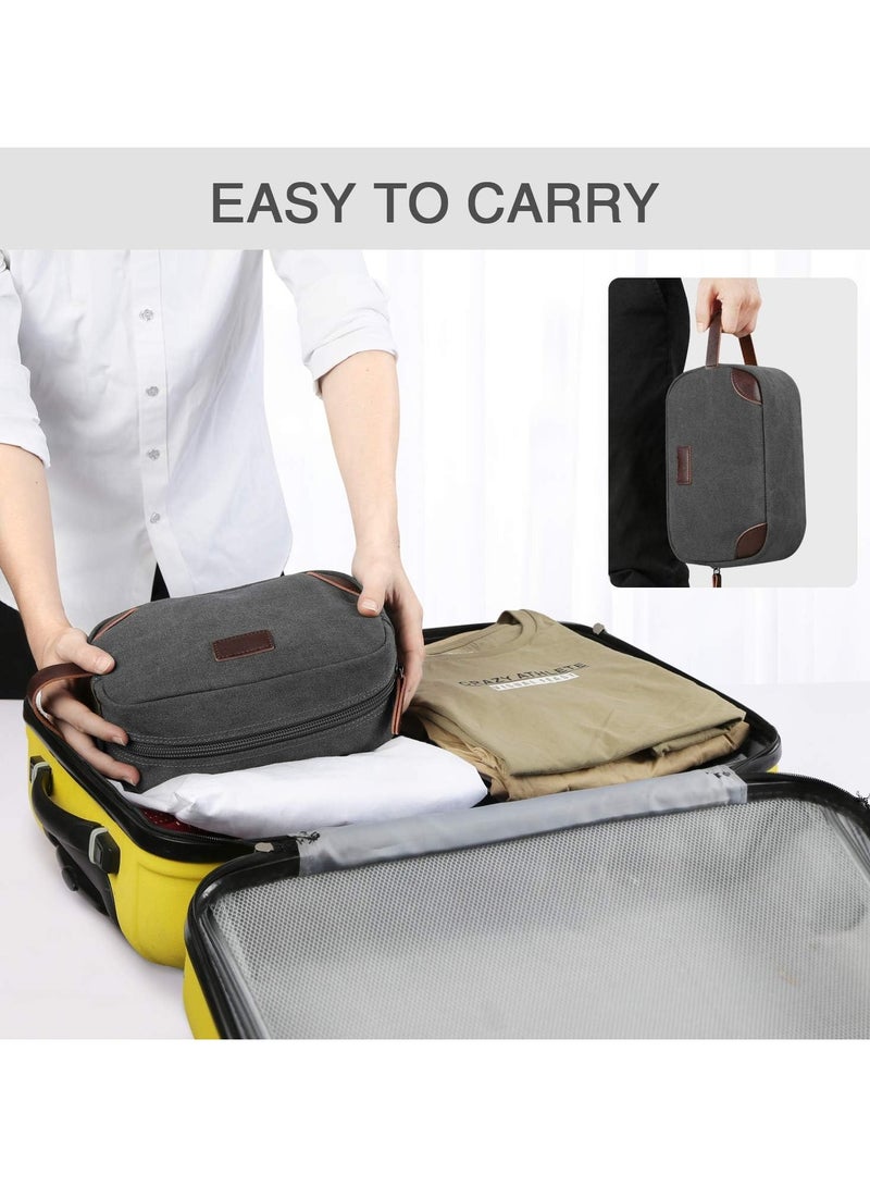 بريمو بلس حقيبة أدوات الزينة للسفر، مجموعة تنظيم السفر للرجال، مجموعة أدوات الحلاقة، حقيبة الحمام، حقيبة تنظيم أدوات الزينة القماشية، منظم مستحضرات التجميل من القماش للمكياج والشامبو، بمقبض - Image 2