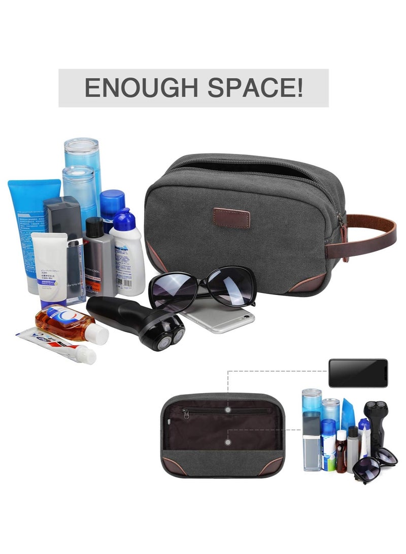 بريمو بلس حقيبة أدوات الزينة للسفر، مجموعة تنظيم السفر للرجال، مجموعة أدوات الحلاقة، حقيبة الحمام، حقيبة تنظيم أدوات الزينة القماشية، منظم مستحضرات التجميل من القماش للمكياج والشامبو، بمقبض - Image 4