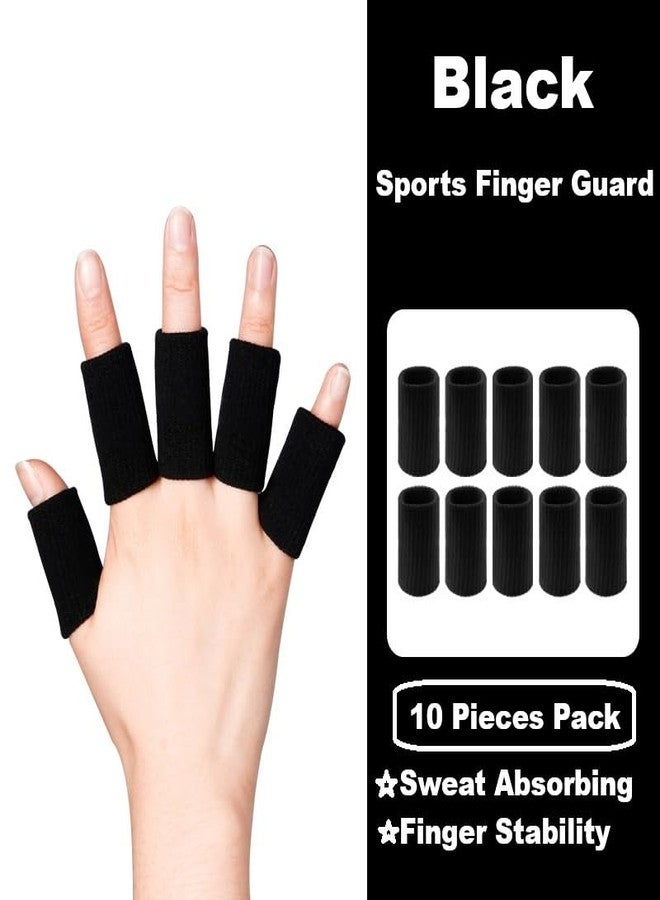 Cetaplast 10Pcs Finger Sleeves Protectors Thumb Brace Support Elastic Compression Protector For Relieving Pain, Arthritis,Trigger Finger, Sports, Free size (Black) - Image 3