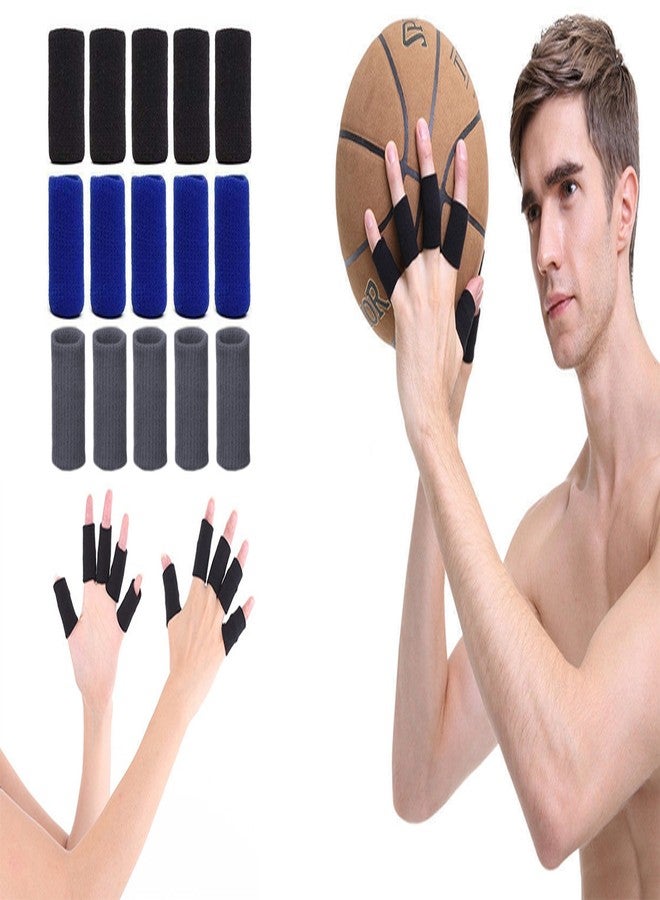 Cetaplast 10Pcs Finger Sleeves Protectors Thumb Brace Support Elastic Compression Protector For Relieving Pain, Arthritis,Trigger Finger, Sports, Free size (Black) - Image 2