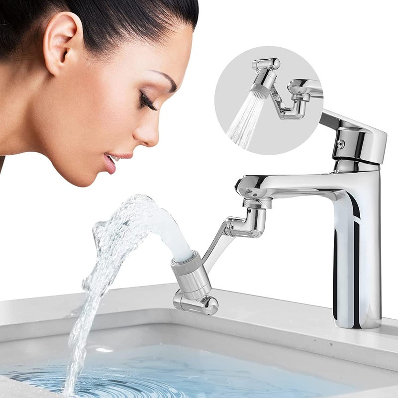 HEVASNEK 1080Stainless Steel Swivel Faucet Aerator Rotatable MultiFunctional Extension Faucet Faucet Extender for Taps Tap Extender for Kitchen Sink 2 Modes Splash Extension Faucet - Image 1