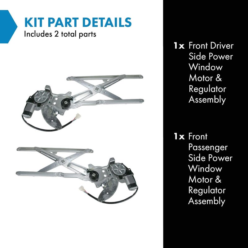 TRQ Front Power Power Window Regulator & Motor Assembly Set Compatible with 1995-2004 Toyota Tacoma TO1350132 TO1351132 - Image 2