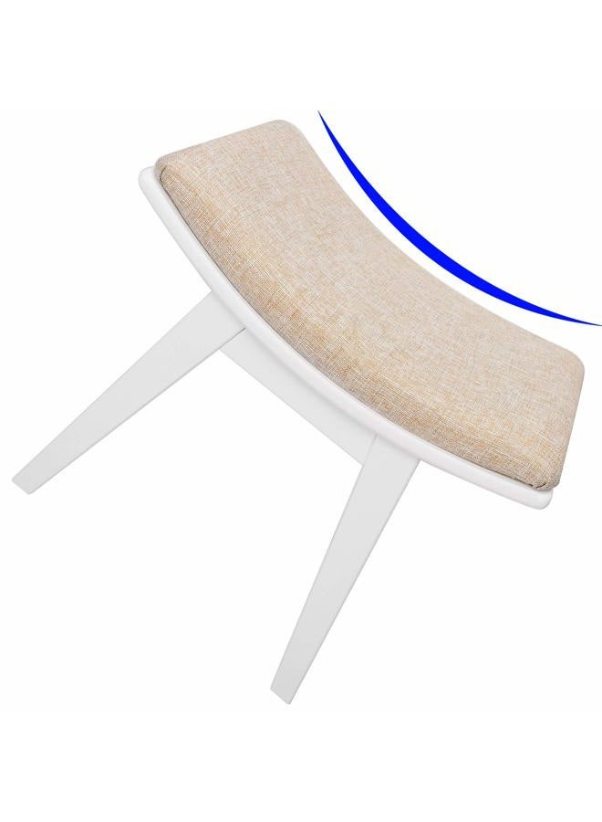 URFORESTIC Vanity Stool, Modern Makeup Dressing Stool with Concave Seat Surface,Capacity 300lb, Easy Assembly (White) - Image 3