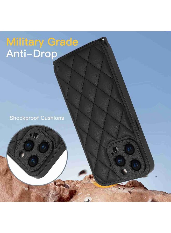 زبون جراب لهاتف iPhone 13 Pro Max جراب هاتف بملمس معيني مع حبل مزدوج - Image 5