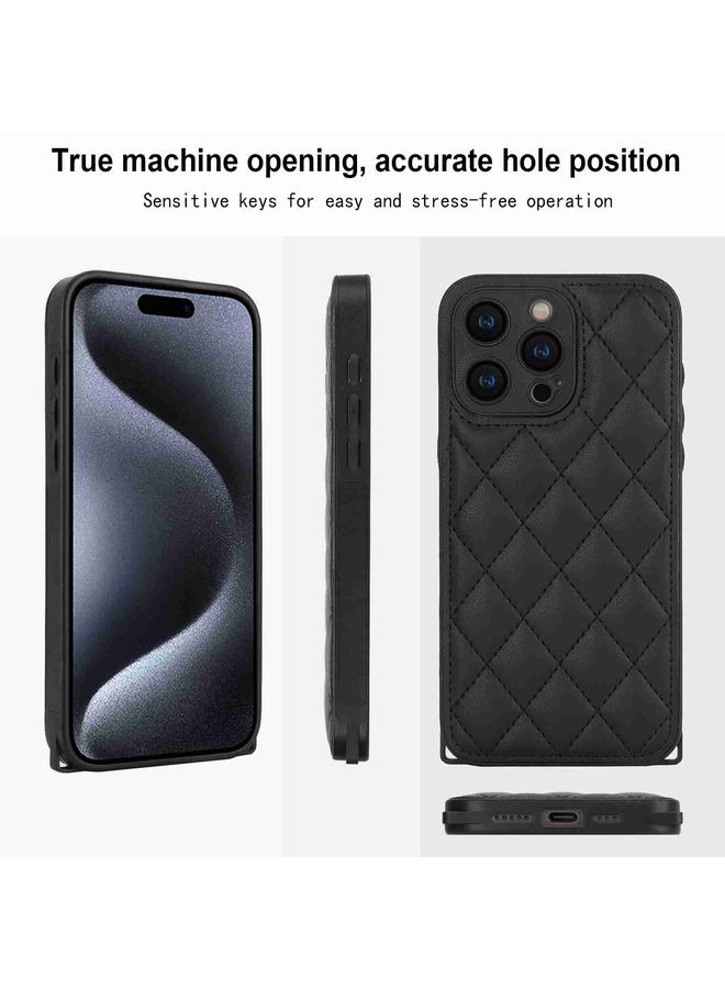 زبون جراب لهاتف iPhone 13 Pro Max جراب هاتف بملمس معيني مع حبل مزدوج - Image 4