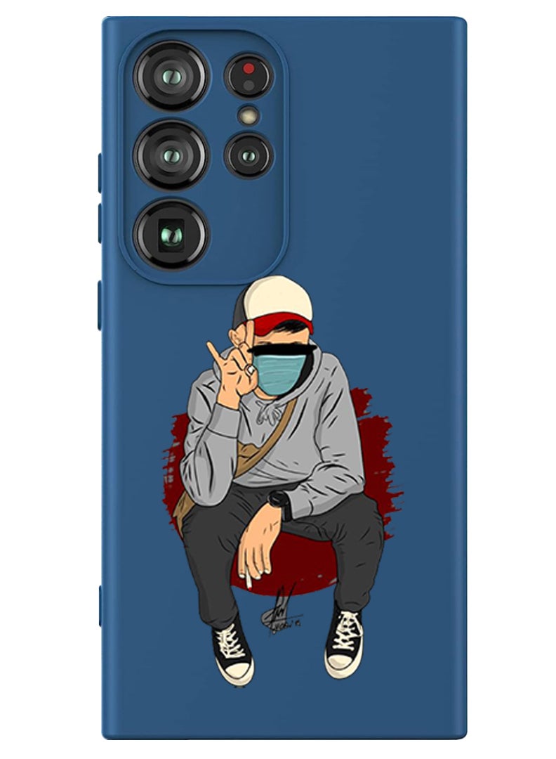 Theodor Protective Slim Fit Case Liquid Silicone Cover with Full Body Protection Anti-Scratch Shockproof Case For Samsung Galaxy S24 Ultra (Blue) - peace - Image 1