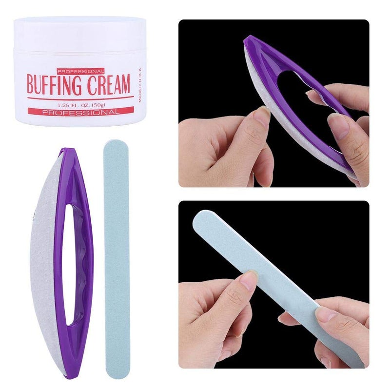 Brrnoo Nail Polish Nail Manicure Tool Kit, 3pcs Nail Art Design Set, 3Pcs/Set Nail Art Buffing Cream + Nail Brush Buffer Varnish Polish + Polishing Strip Nail Art S - Image 4