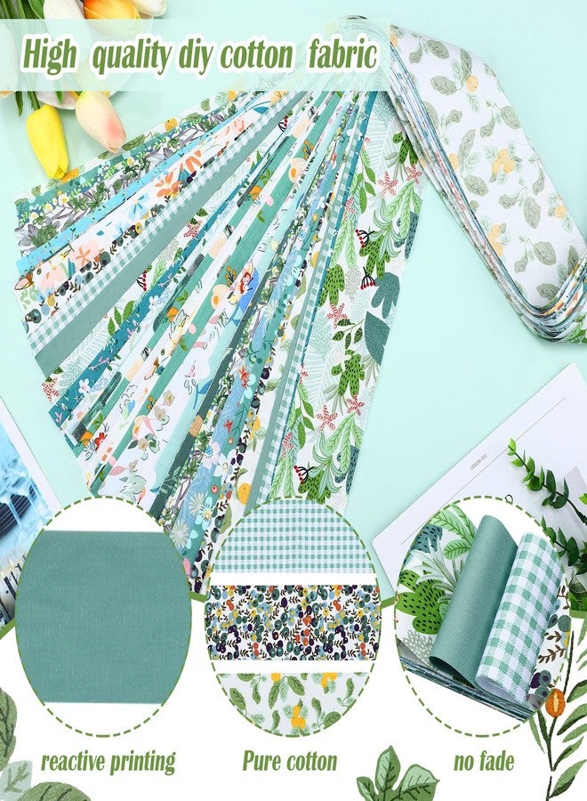 Kingdder 70 Pcs Floral Cotton Fabric Patchwork Roll Cotton Quilting Fabric Roll up Cotton Fabric Quilting Strips 2.55 Inch Precut Patchwork Roll for Craft Sewing DIY Crafts (Green Flower) - Image 3