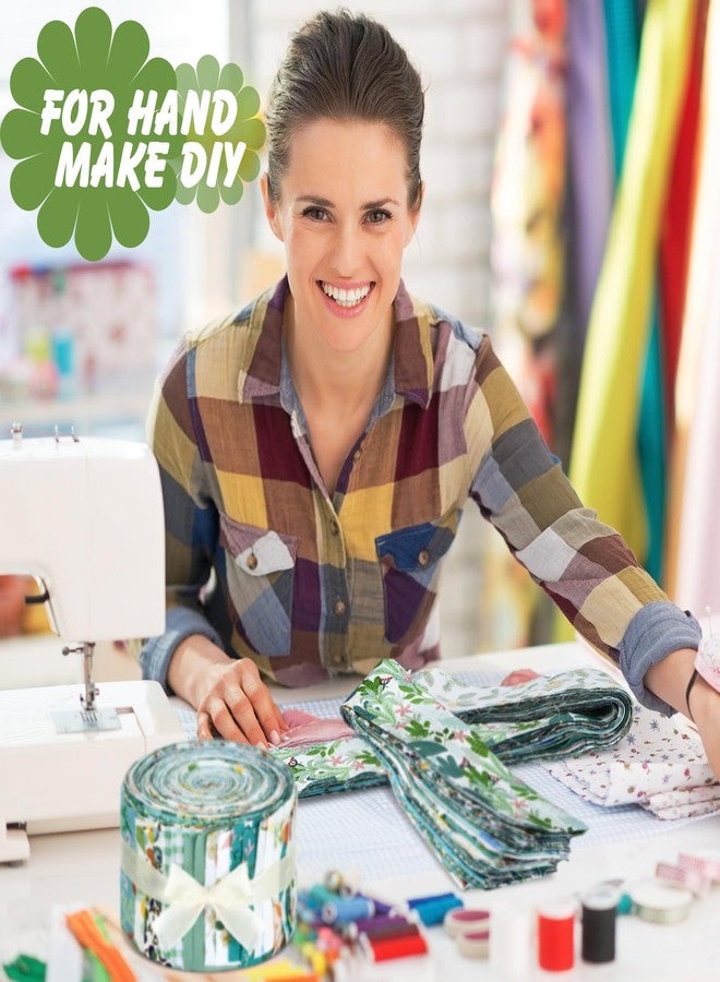 Kingdder 70 Pcs Floral Cotton Fabric Patchwork Roll Cotton Quilting Fabric Roll up Cotton Fabric Quilting Strips 2.55 Inch Precut Patchwork Roll for Craft Sewing DIY Crafts (Green Flower) - Image 4