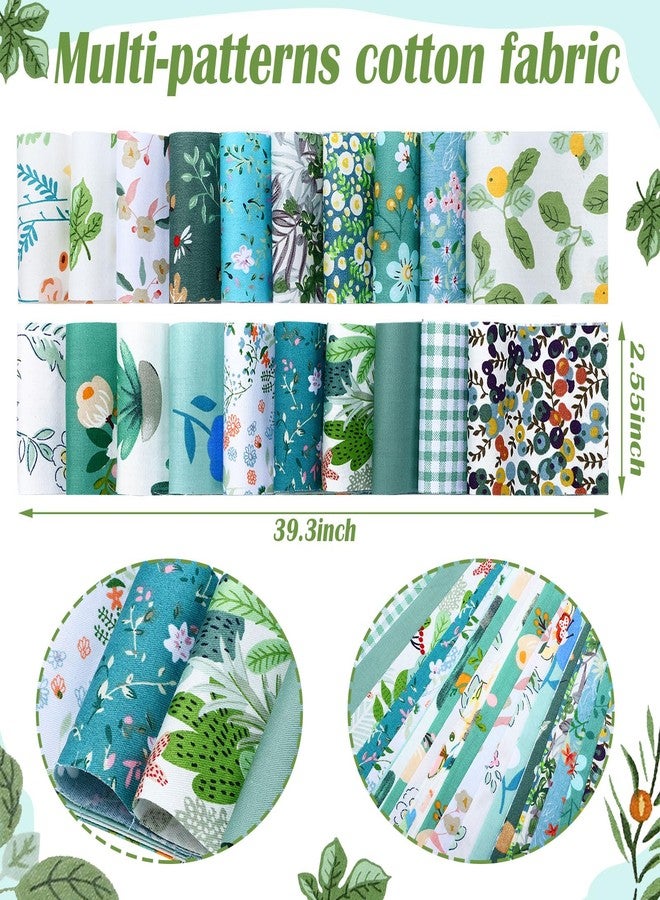 Kingdder 70 Pcs Floral Cotton Fabric Patchwork Roll Cotton Quilting Fabric Roll up Cotton Fabric Quilting Strips 2.55 Inch Precut Patchwork Roll for Craft Sewing DIY Crafts (Green Flower) - Image 2