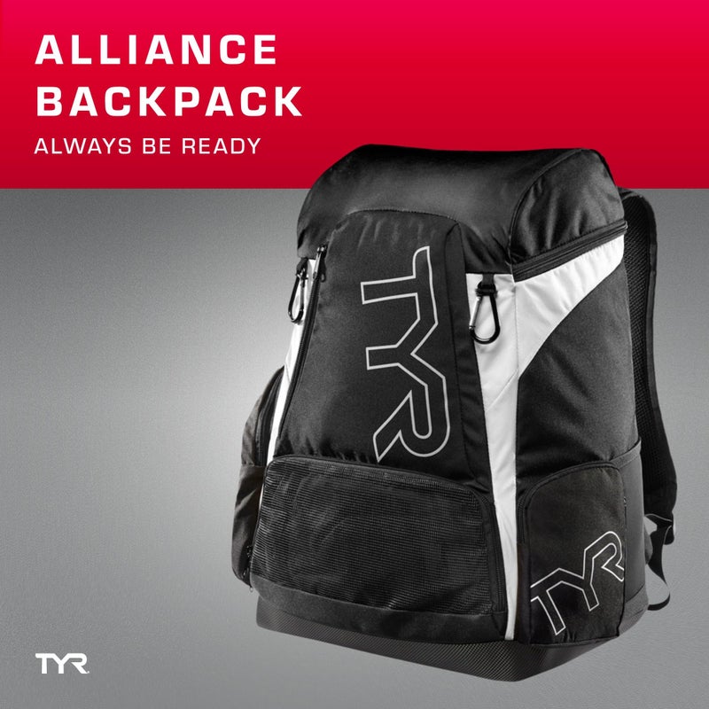 TYR Alliance Backpack, 45L Capacity, Wet and Dry Compartments, Team Colors, Black/Black, 45 Liter - Image 2