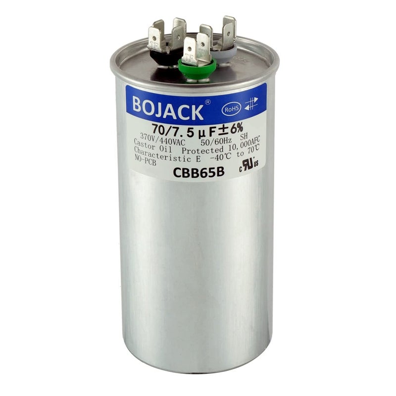 BOJACK 70+7.5 uF 70/7.5 MFD ±6% 370/440 V AC CBB65 Dual Run Circular Start Capacitor for AC Motor Run or Fan Start or Condenser Straight Cool or Heat Pump Air Conditioner - Image 5