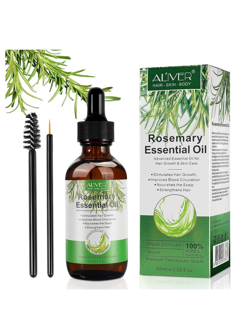 ALIVER UEPETU Rosemary Oil for Hair Growth 2 Fl Oz Pure Organic Rosemary Essential Oils Serum for Dry Damaged Hair and Growth Hair Loss Scalp Treatment - Image 1