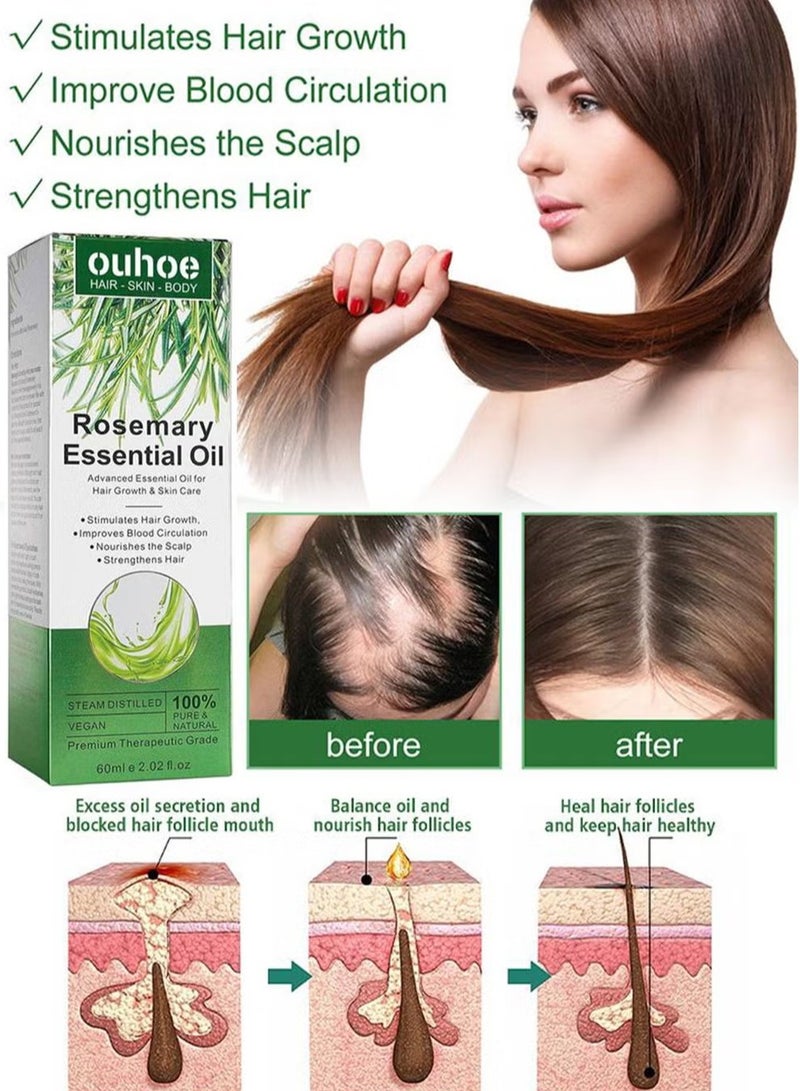 ALIVER UEPETU Rosemary Oil for Hair Growth 2 Fl Oz Pure Organic Rosemary Essential Oils Serum for Dry Damaged Hair and Growth Hair Loss Scalp Treatment - Image 5