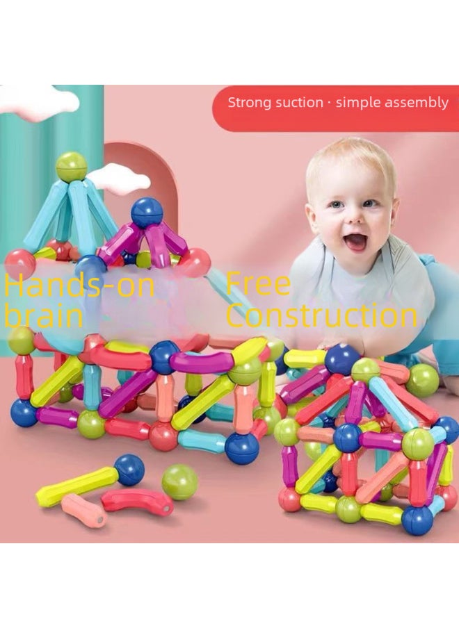 Strong Magnetic Rod Building Blocks Children Early Education Versatile Assembly Magnetic Pieces Toy Building Blocks-Color:64 PCS(108 Packing Box Batch) H09-64  - Image 2