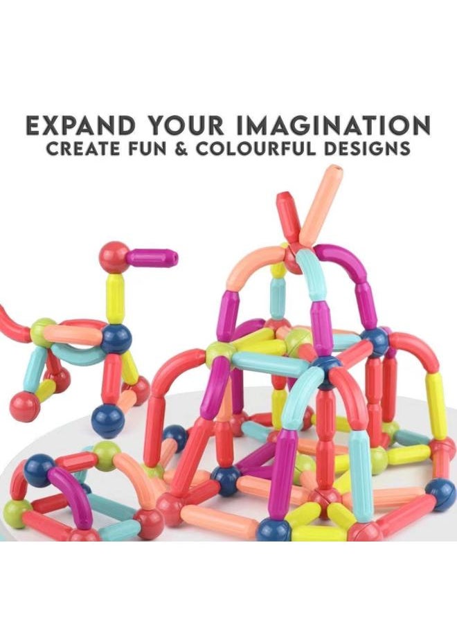 Strong Magnetic Rod Building Blocks Children Early Education Versatile Assembly Magnetic Pieces Toy Building Blocks-Color:64 PCS(108 Packing Box Batch) H09-64  - Image 5