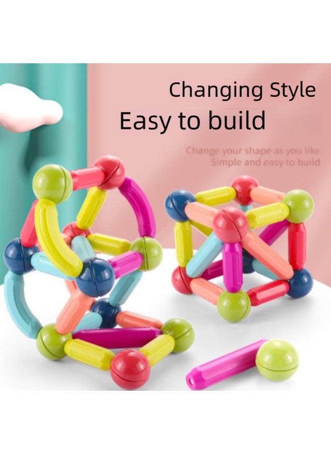 Strong Magnetic Rod Building Blocks Children Early Education Versatile Assembly Magnetic Pieces Toy Building Blocks-Color:64 PCS(108 Packing Box Batch) H09-64  - Image 3