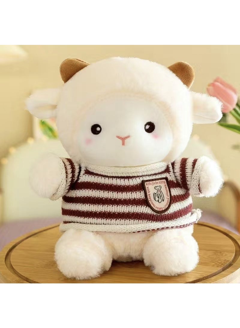 Generic - Cute Lamb Plush Toy Soothing Doll Birthday Gift for Girls Wear Striped Sweater Lamb - Image 1