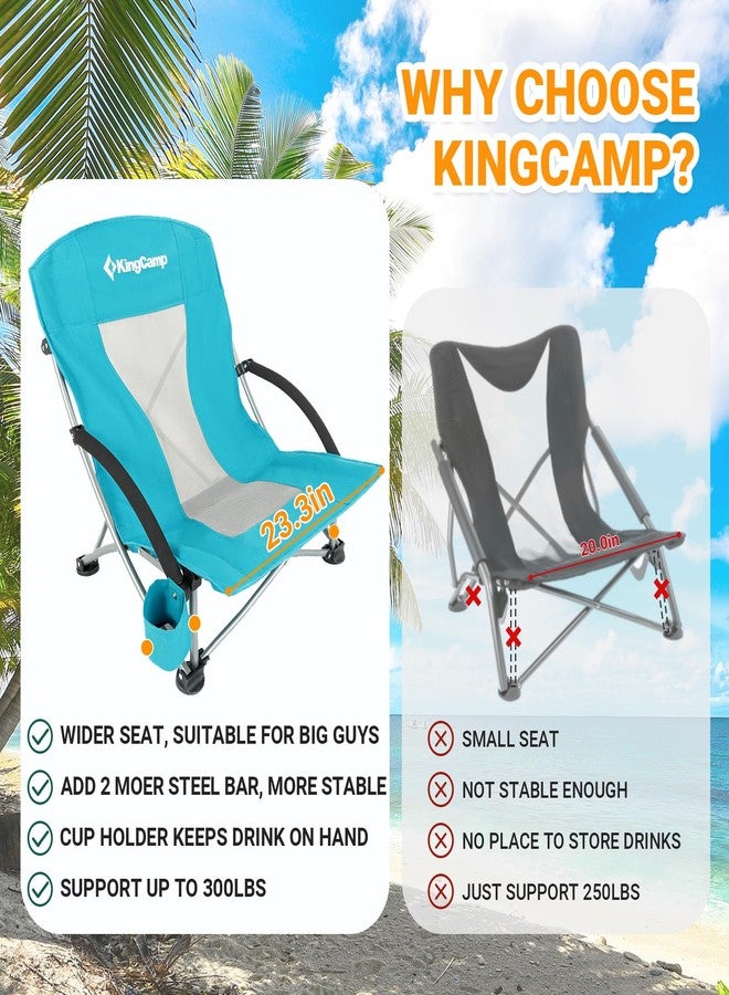 كينغ كامب كرسي شاطئ منخفض قابل للطي من KingCamp، خفيف الوزن، محمول، يُحمل على الظهر، مناسب للبالغين، مزود بجيب لحامل الأكواب، حقيبة حمل للتخييم في الهواء الطلق، الحفلات الموسيقية، المهرجانات، السفر، الرياضة، العشب، الرمل، أزرق سماوي - Image 5