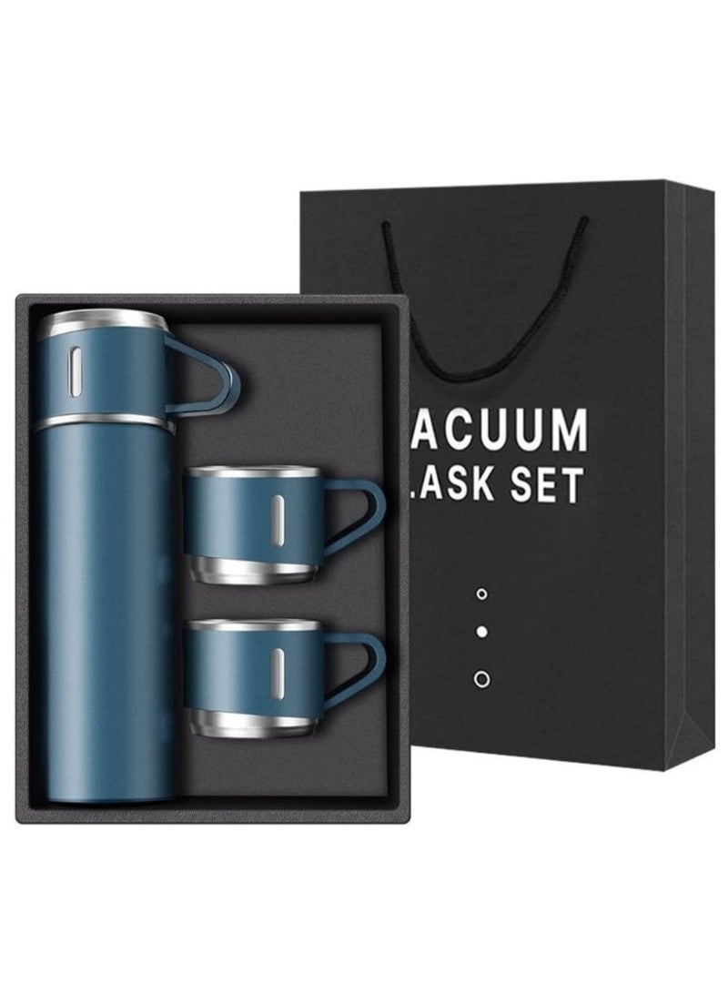 Vacuum Flask Original 500ml Thermos Mug with 3 Cups, Thermal Bottle, Vacuum Insulated Tea Coffee Thermos 304 Stainless Steel Travel Mug for Hot and Cold Drinks, Perfect for Kids and Babies. Leakproof Design and Great Gift for Outdoor, Office, Home, Sports - Coffee Mug Nescafe Cappuccino Tea - Car Seat Mug - Coffee Mug - Double Wall Stainless Steel Insulated - Vacuum Insulated Stainless Steel Double Wall Thermal Cup for Tea Coffee Travel - Thermos Set with 3 Cups - Stainless Steel Vacuum Insulated Water Bottle - Insulated Flask Set with 3 Cups - Image 1
