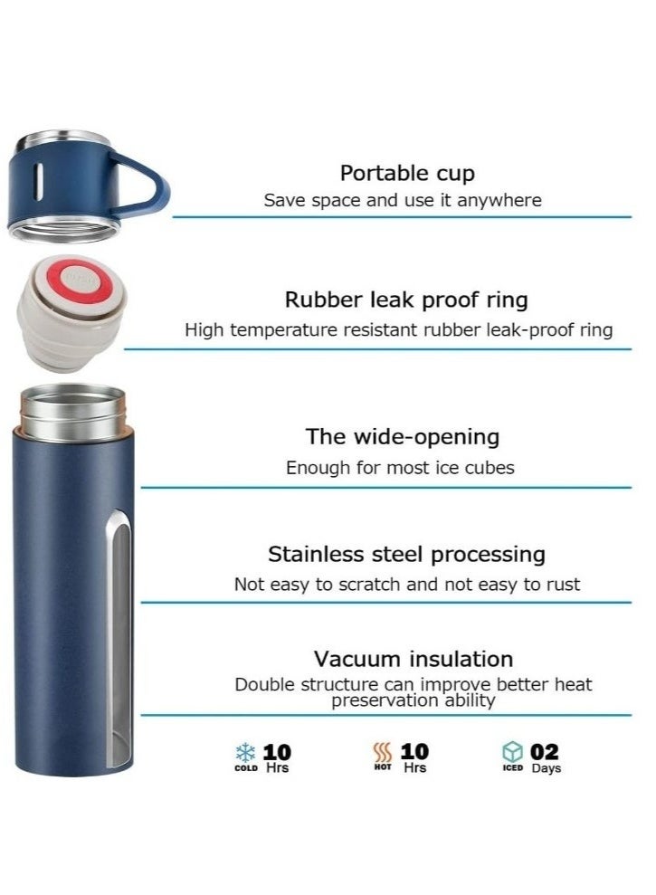 Vacuum Flask Original 500ml Thermos Mug with 3 Cups, Thermal Bottle, Vacuum Insulated Tea Coffee Thermos 304 Stainless Steel Travel Mug for Hot and Cold Drinks, Perfect for Kids and Babies. Leakproof Design and Great Gift for Outdoor, Office, Home, Sports - Coffee Mug Nescafe Cappuccino Tea - Car Seat Mug - Coffee Mug - Double Wall Stainless Steel Insulated - Vacuum Insulated Stainless Steel Double Wall Thermal Cup for Tea Coffee Travel - Thermos Set with 3 Cups - Stainless Steel Vacuum Insulated Water Bottle - Insulated Flask Set with 3 Cups - Image 3