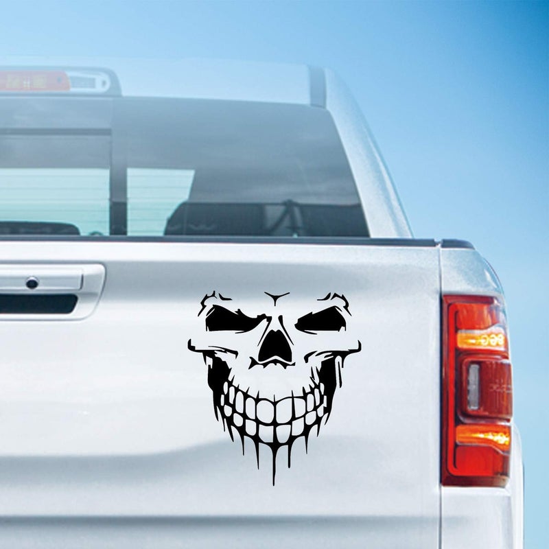 HungMieh Skull Stickers and Decals for Car Windows, Doors and Trucks, 3D Skull Decals for Car Styling, Laser Bumper Stickers, Gloss Black, 6.97" - Image 2