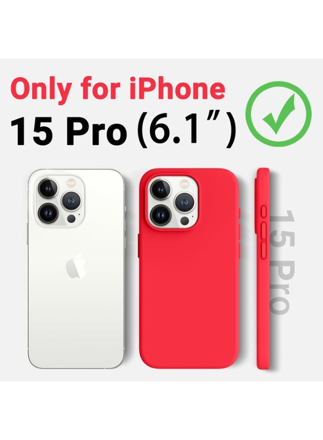 غطاء حماية كامل الجسم من السيليكون السائل الناعم الملمس لهاتف iPhone 15 Pro مع بطانة من الألياف الدقيقة لهاتف iPhone 15 Pro مقاس 6.1 بوصة - Image 2