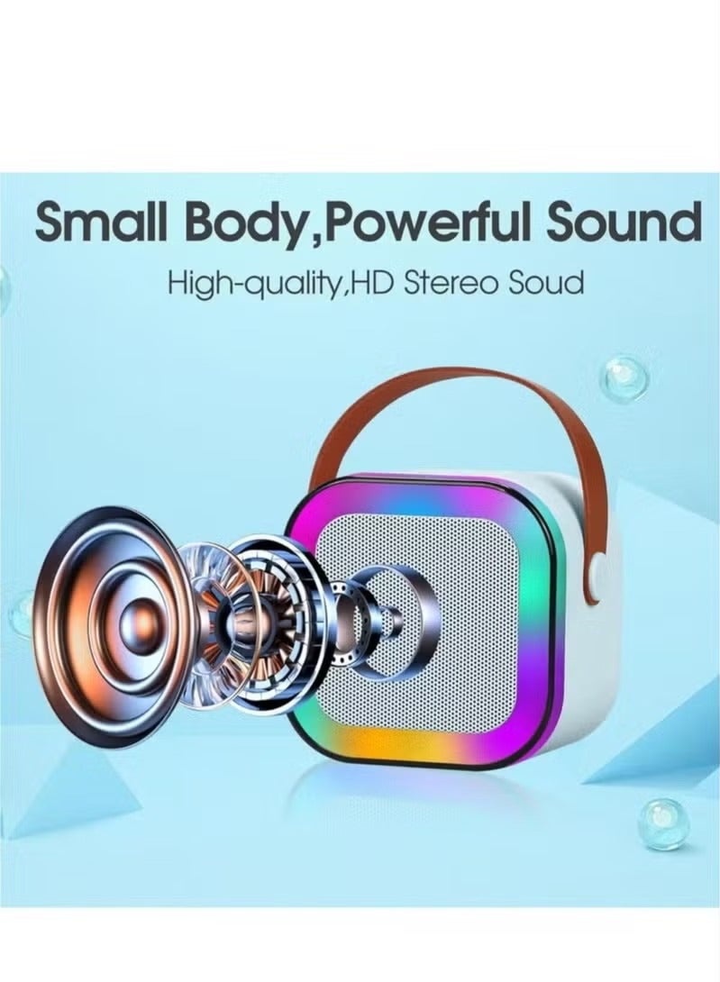 Karaoke Machine for Kids, Mini Portable Bluetooth Karaoke Speaker with 2 Wireless Mics and led Colorful Lights for Kids Adults, Gifts Toys for Girls Boys Family Home Party blue color  - Image 3