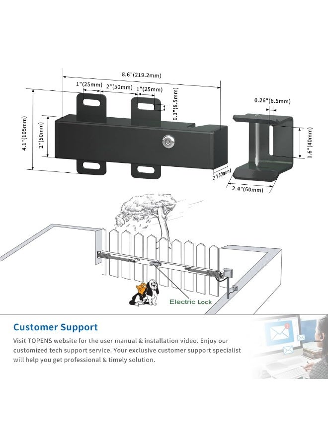 TOPENS ET24 Automatic Electric Gate Lock for DC 24V Swing Gate Opener Gate Operator System Device Safe Security Gate Lock - Image 5
