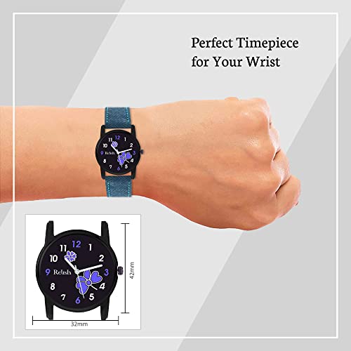 Relish Women's Flower Design Casual Analog Watch with PU Leather Strap ( Blue ) - Image 5