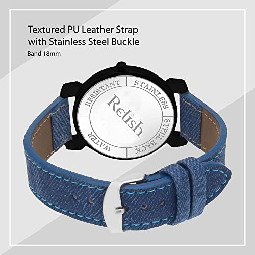 Relish Women's Flower Design Casual Analog Watch with PU Leather Strap ( Blue ) - Image 4