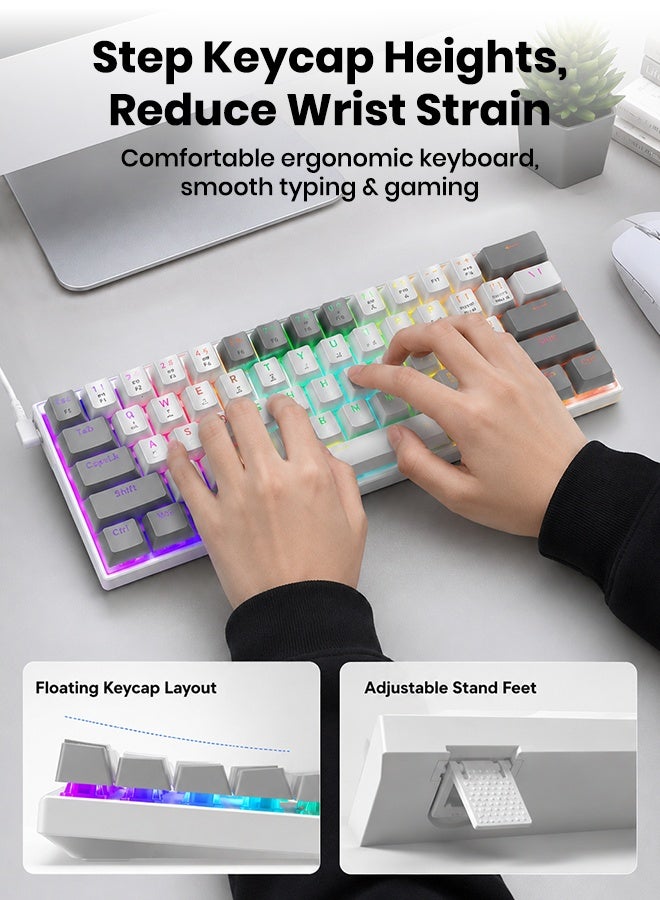 E-YOOSO Z-11 Gaming Keyboard 60% Mechanical Keyboard  Hot Swappable Custom Keyboard RGB Backlit with Brown Switches , Ultra-Compact 61 Keys Mechanical Gaming Keyboards for Windows, Mac PS (White Grey) - Image 5