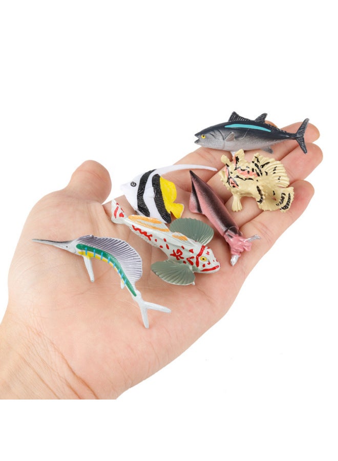 Marine Animal Model Simulation Tuna Mavis Green Fin Squid Deep Sea Fish Children's Early Education Cognition-Colour:Jct【py】mini Dolphin 6-style Set