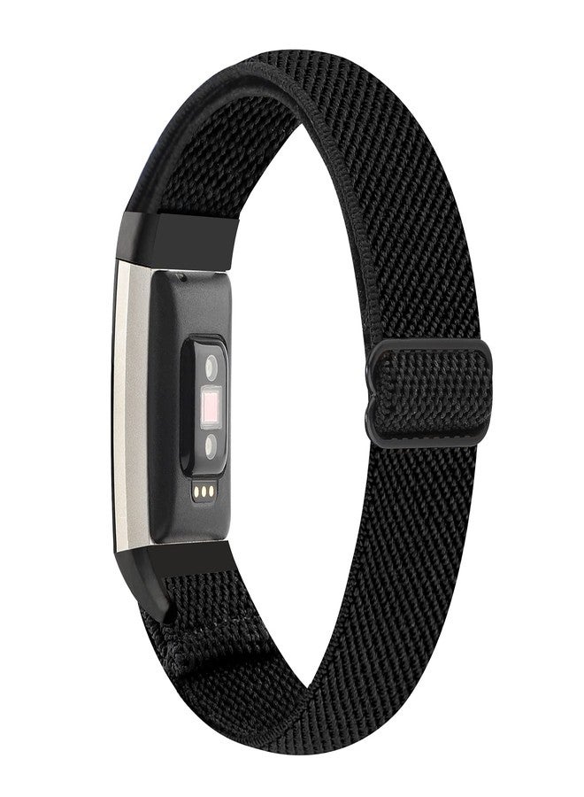 YONWORTH Adjustable Elastic Watch Band Compatible with Fitbit Charge 2 Bands, Stretchy Nylon Loop Strap Soft Wrist Bands Bracelet Sport Replacement for Women Men (Twill Black) - Image 1