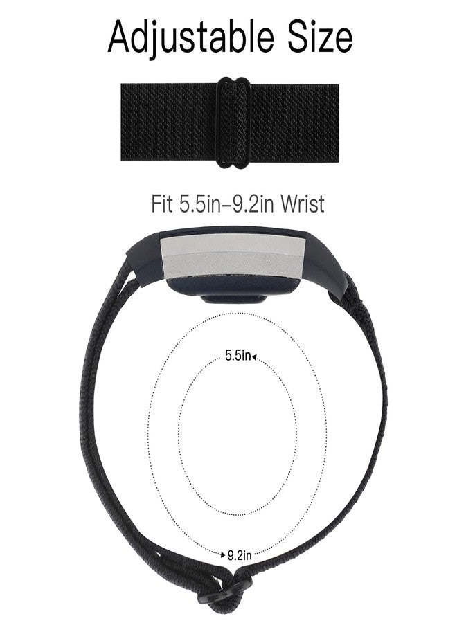 YONWORTH Adjustable Elastic Watch Band Compatible with Fitbit Charge 2 Bands, Stretchy Nylon Loop Strap Soft Wrist Bands Bracelet Sport Replacement for Women Men (Twill Black) - Image 4