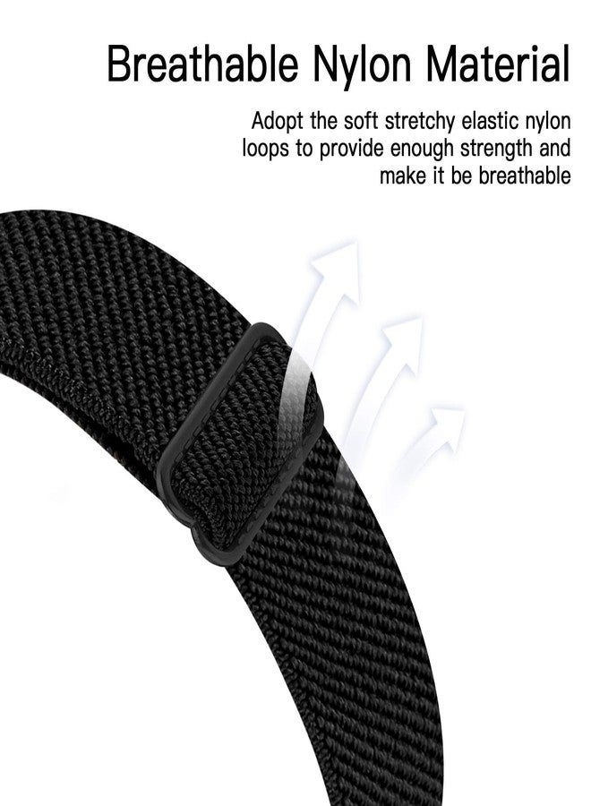 YONWORTH Adjustable Elastic Watch Band Compatible with Fitbit Charge 2 Bands, Stretchy Nylon Loop Strap Soft Wrist Bands Bracelet Sport Replacement for Women Men (Twill Black) - Image 2
