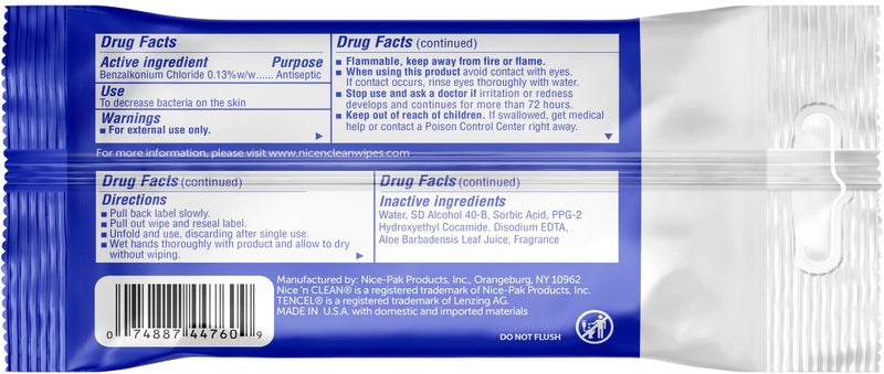 Nice 'N Clean Sensitive Skin Wet Hand Wipes Infused with Aloe & Vitamin E, Blue, 400 Count - Image 2