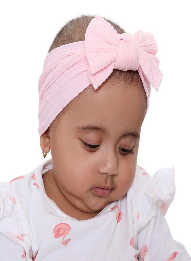 ARENDELLE Pure Cotton Headband with Big Bow in Light Pink for Babies (0-2 Years) [AHA406] - Image 1