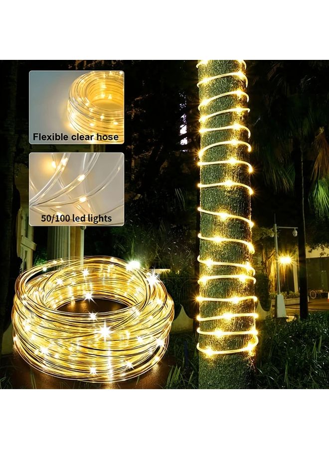 Warm White LED Rope Lights 32.8ft 8 Modes Battery Powered IPX4 Outdoor String Lights - Image 1