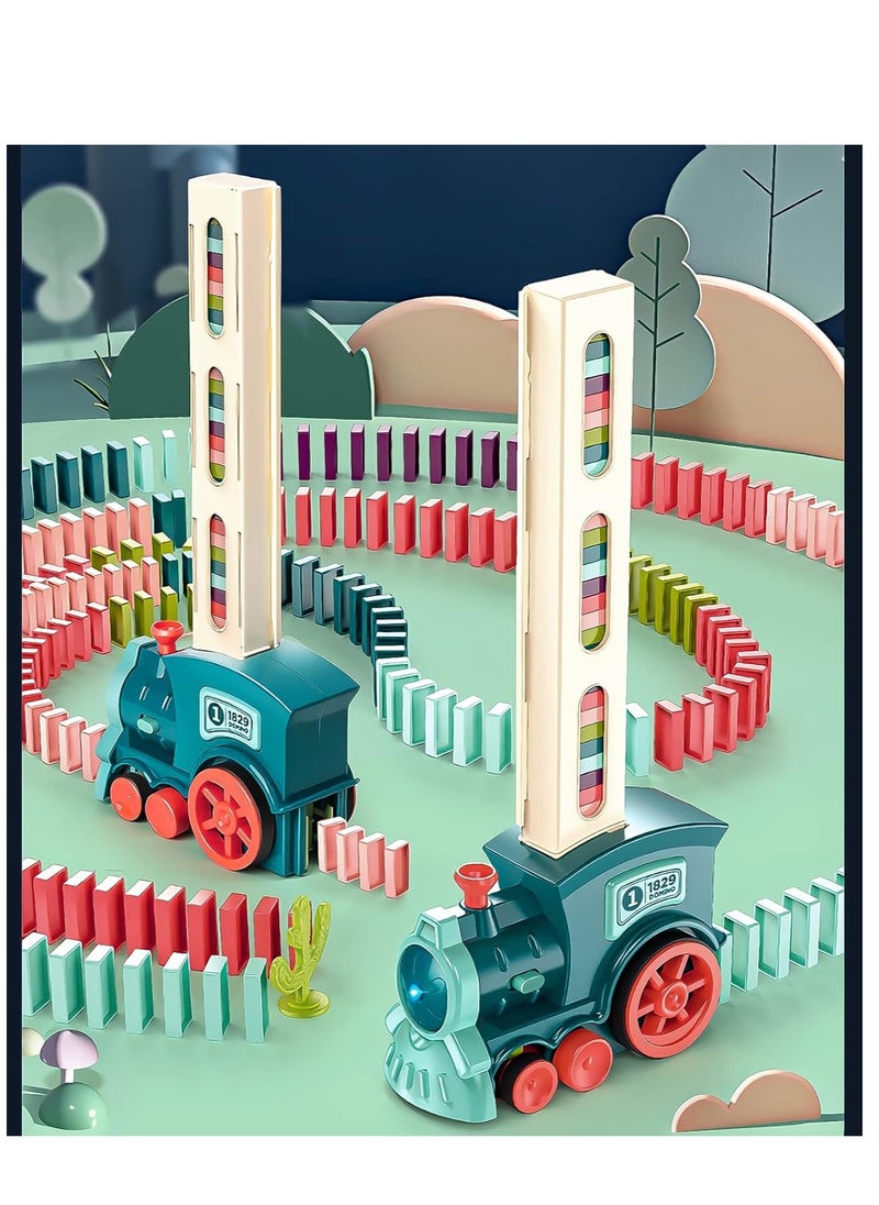 child toy - Kids Electric Domino Train Car with Domino Bricks, Sound and Light - Fun Educational Toy - Image 1
