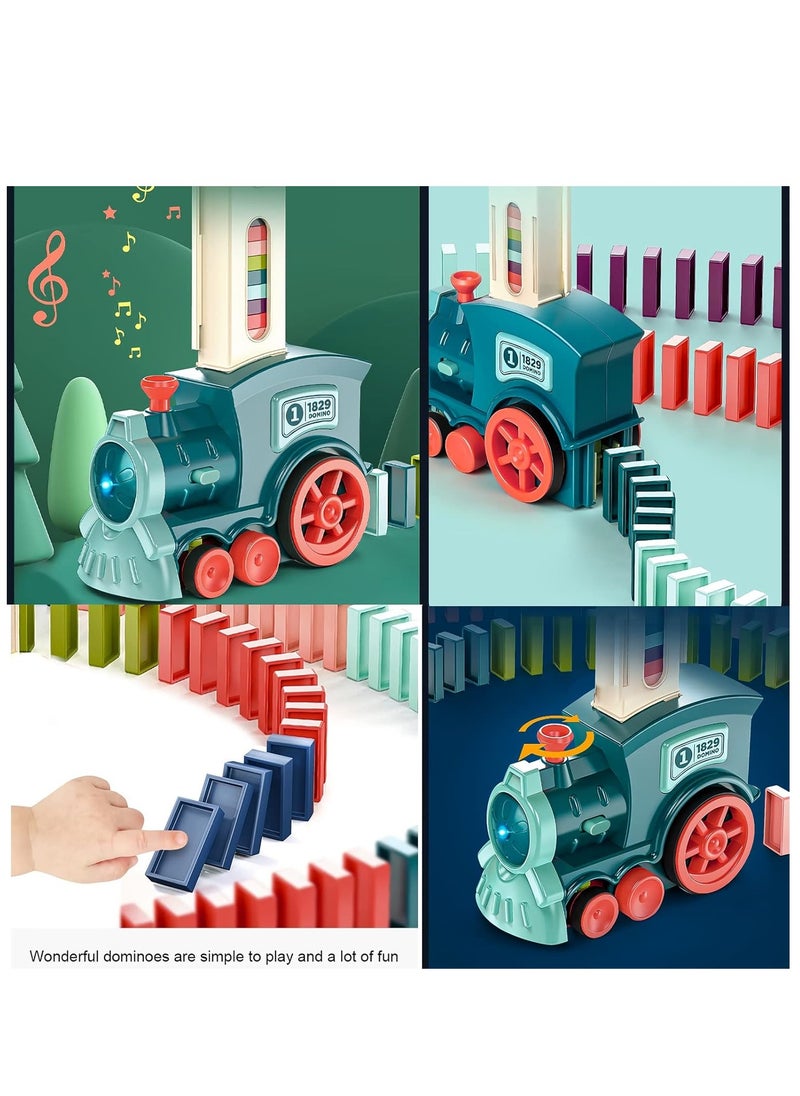 child toy - Kids Electric Domino Train Car with Domino Bricks, Sound and Light - Fun Educational Toy - Image 1