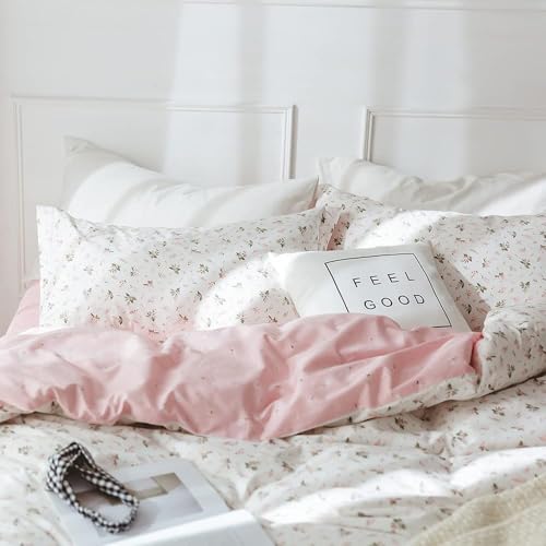 TISPLR Floral Comforter Set Queen Soft Bedding Comforter Set 3 Pieces Garden Style Pink Flower Print Botanical Flowers Comforter Set for All Seasons 1 Comforter and 2 Pillowcases (Floral, Queen) - Image 5