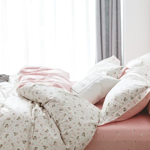 TISPLR Floral Comforter Set Queen Soft Bedding Comforter Set 3 Pieces Garden Style Pink Flower Print Botanical Flowers Comforter Set for All Seasons 1 Comforter and 2 Pillowcases (Floral, Queen) - Image 3